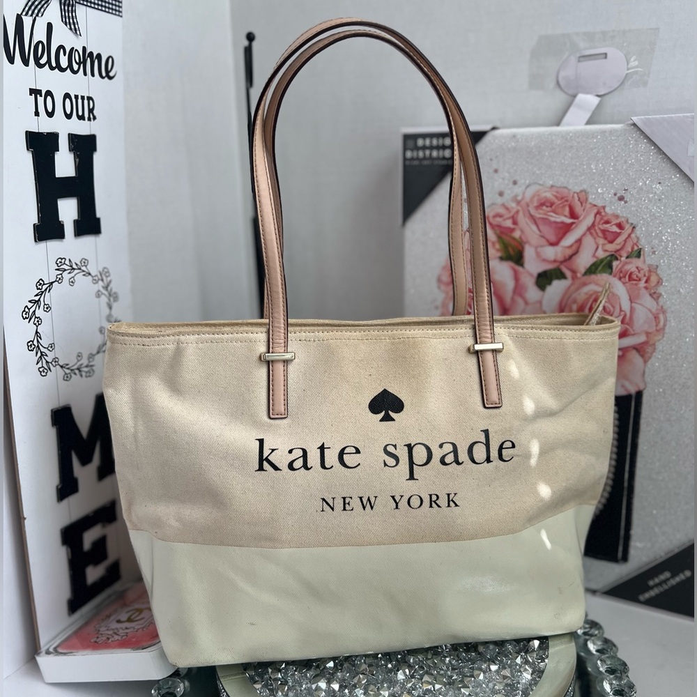 Kate Spade Cream and Tan Tote Bag
